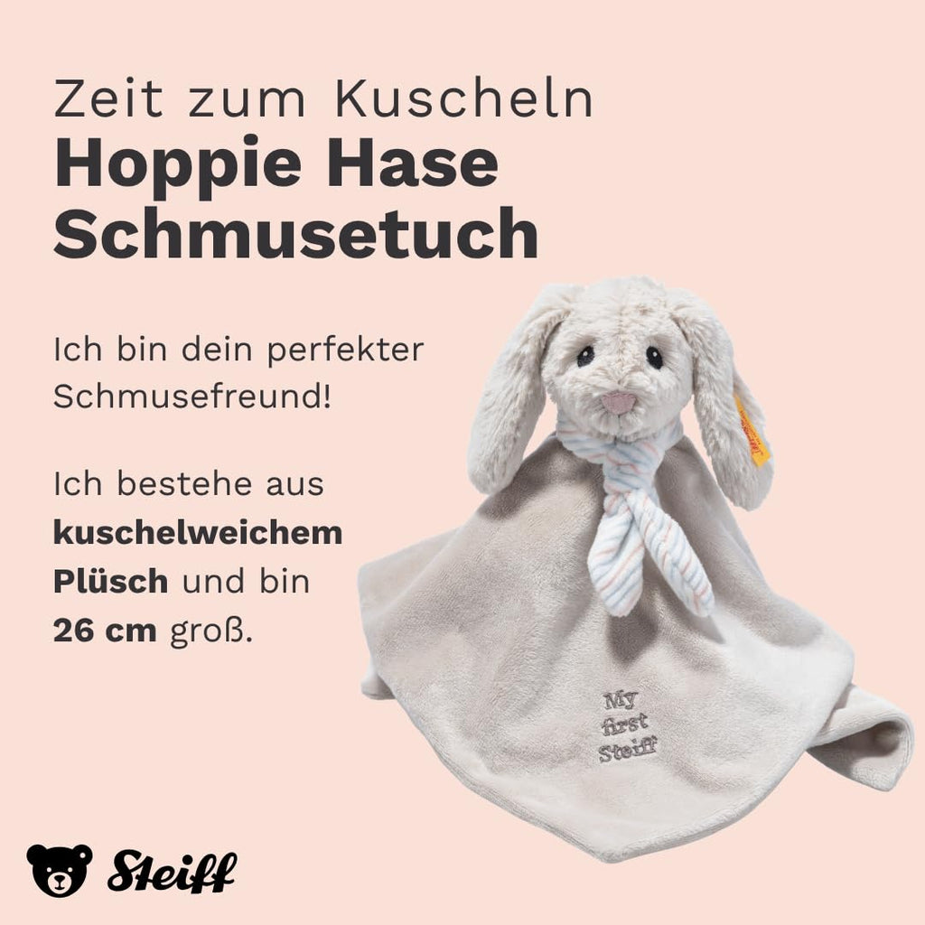 Steiff Kuscheltier Hoppie Hase Schmusetuch, Süßes Stofftier, Jungen, Mädchen & Babys ab 0 Monaten