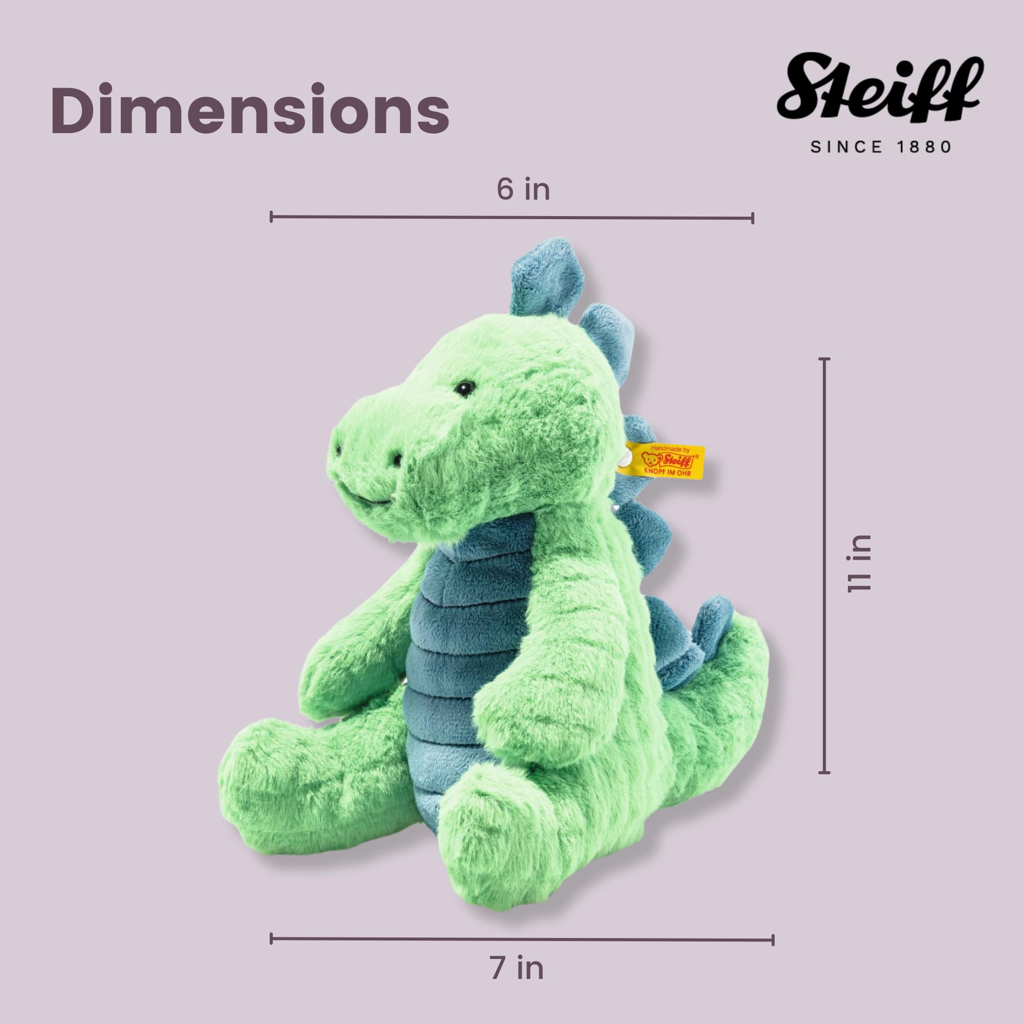 Steiff Plüschtier Spott Stegosaurus grün-Petrol 28 cm, Kuscheltier Dinosaurier, Soft Cuddly Friends