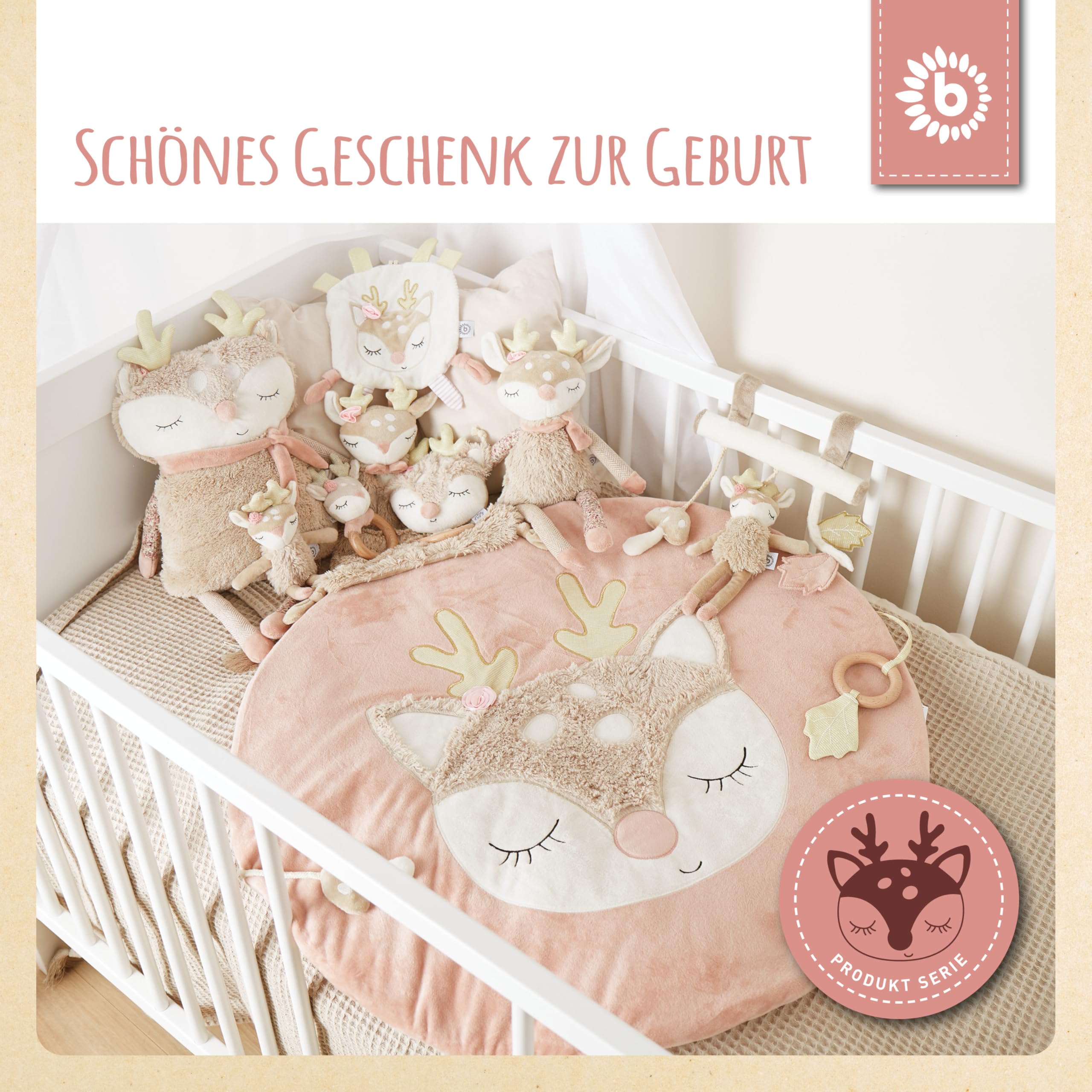 Bieco Schmusetuch REH Ella | Ab Geburt | Schnuffeltuch Baby Mädchen | Geschenk Geburt Mädchen |