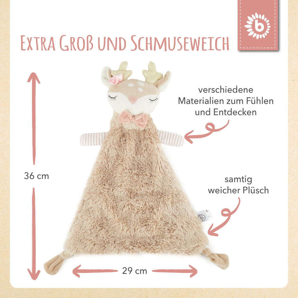 Bieco Schmusetuch REH Ella | Ab Geburt | Schnuffeltuch Baby Mädchen | Geschenk Geburt Mädchen |