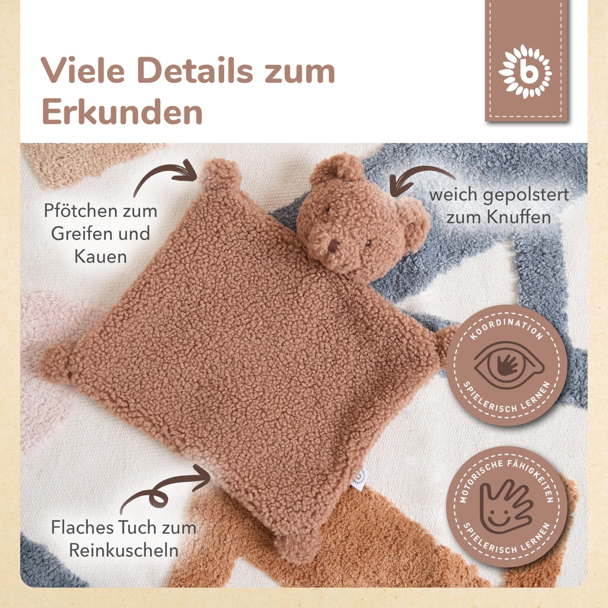 Bieco Bär Mika Schmusetuch | Ab Geburt | Bouclé | Teddybär | Baby | Schnuffeltuch | Geschenk