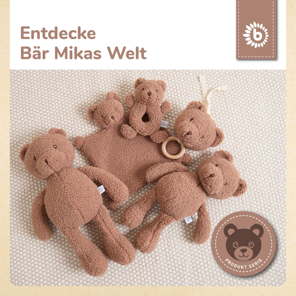 Bieco Bär Mika Schmusetuch | Ab Geburt | Bouclé | Teddybär | Baby | Schnuffeltuch | Geschenk